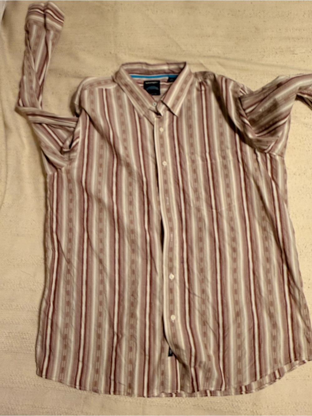 Wrangler x Cody Johnson western Men's Striped Button-Up Shirt Beige/Maroon